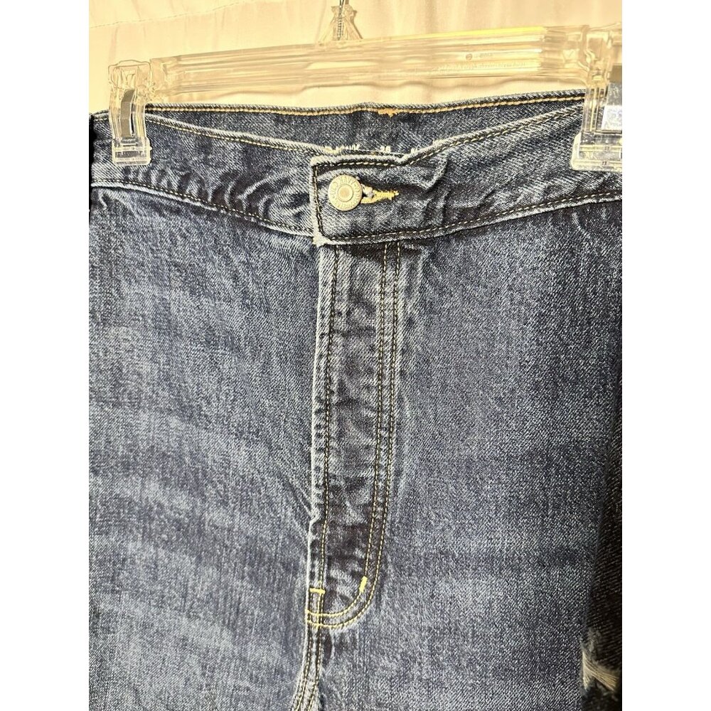 Old Navy High Rise Slouchy Straight Ripped Cut Off Jeans 26 High Rise Button Fly - Picture 8 of 15